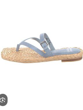 New Donald Pliner Heathro Blue Metallic Lizard Sandal Women's 9.5 Summer Resort